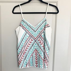 Parker white beaded blouse with adjustable straps